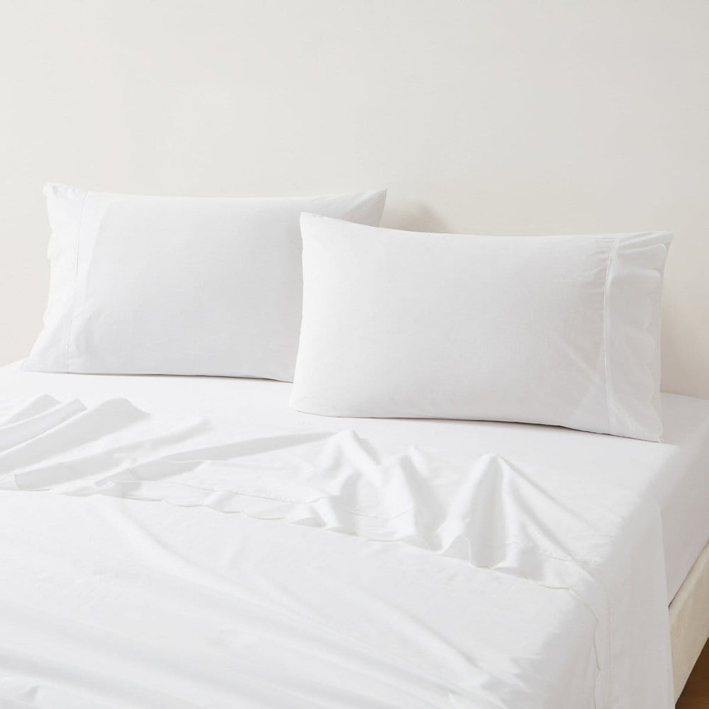 Coastal Chic Scalloped Edge Cotton Sheet Set - Quahog Bay Bedding