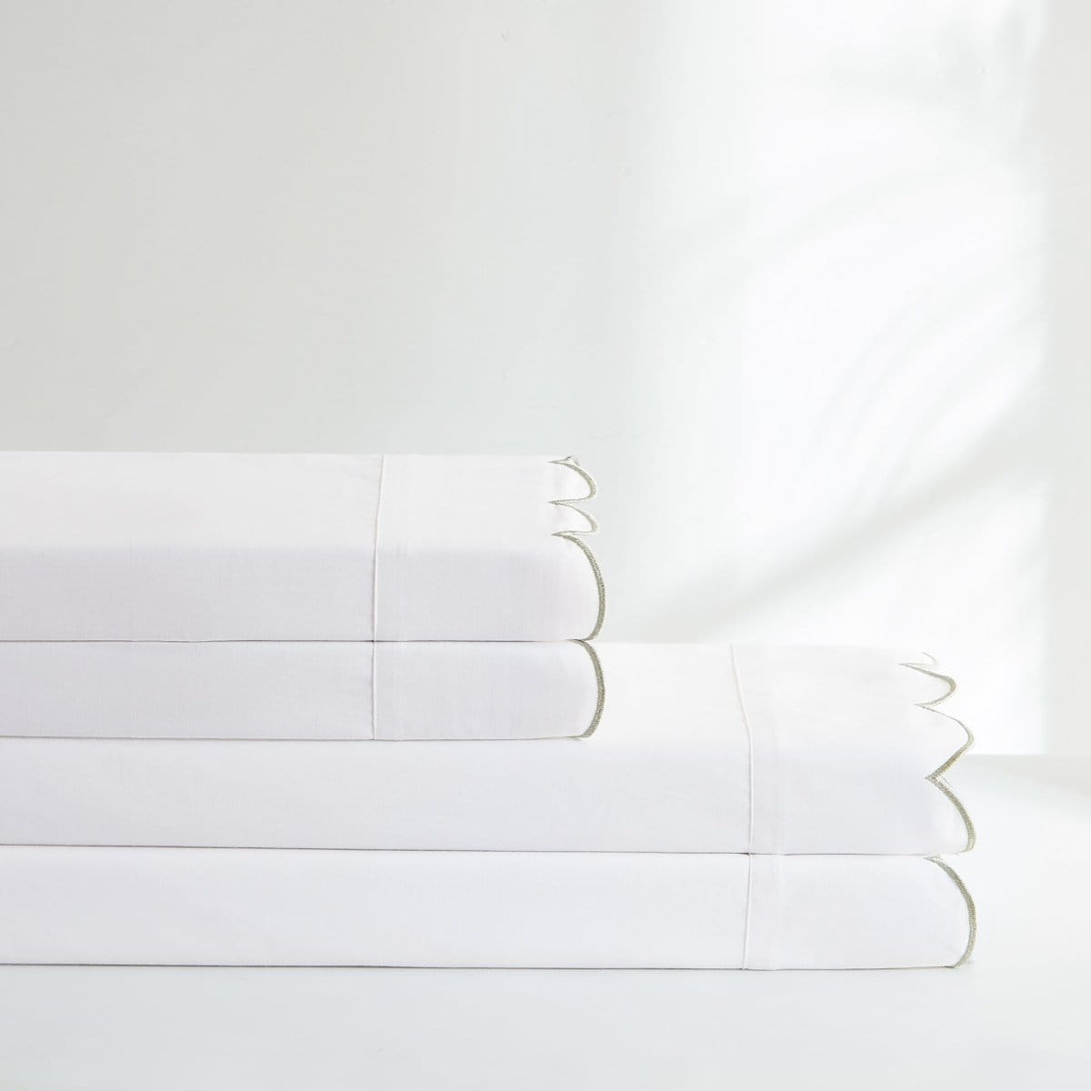 Coastal Chic Scalloped Edge Cotton Sheet Set - Quahog Bay Bedding