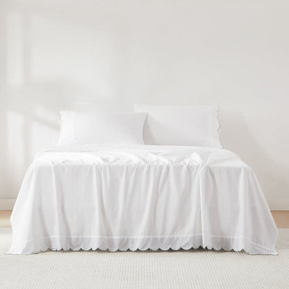 Coastal Chic Scalloped Edge Cotton Sheet Set - Quahog Bay Bedding