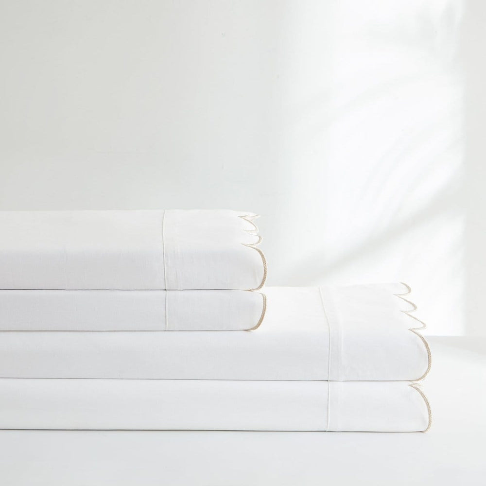 Coastal Chic Scalloped Edge Cotton Sheet Set - Quahog Bay Bedding