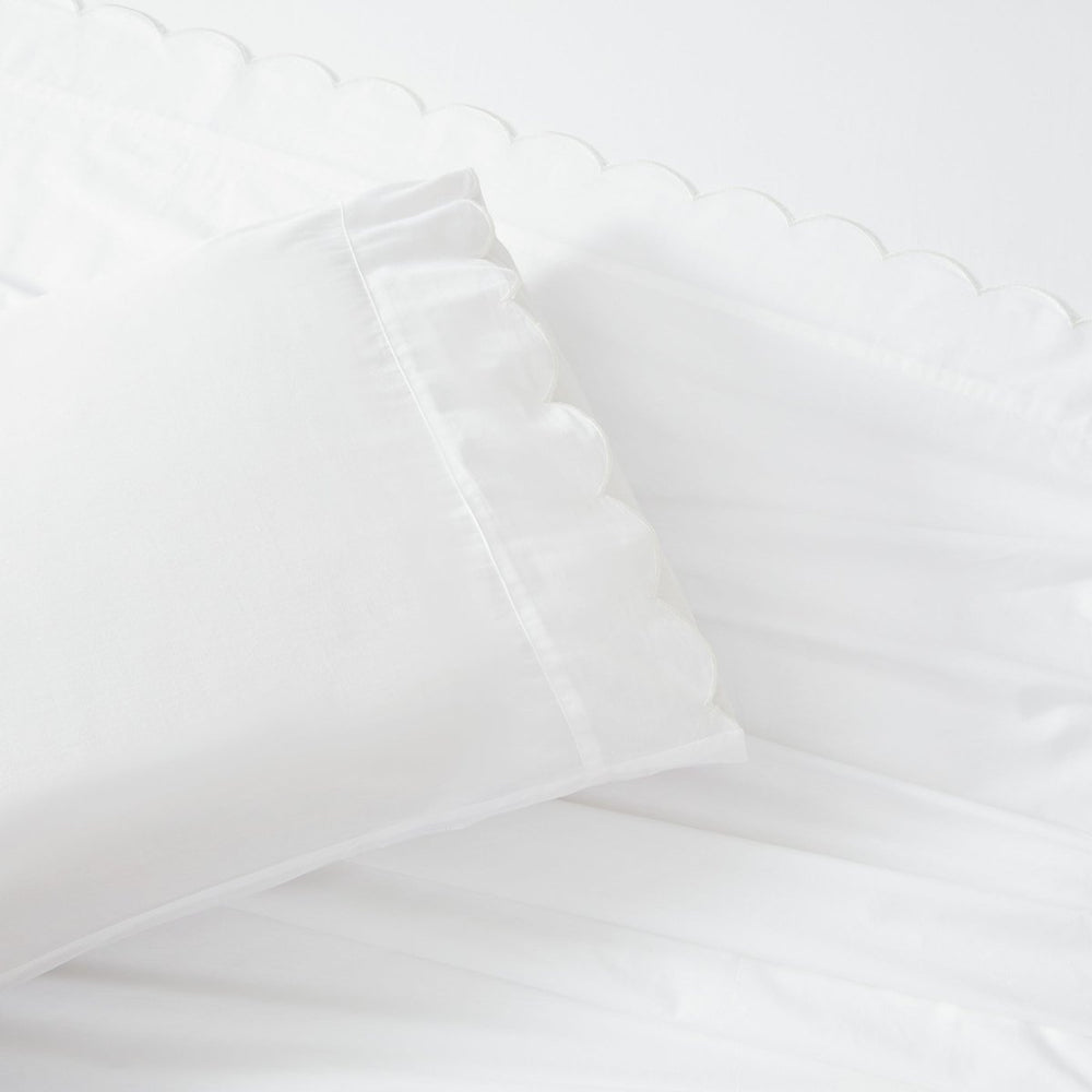 Coastal Chic Scalloped Edge Cotton Sheet Set - Quahog Bay Bedding