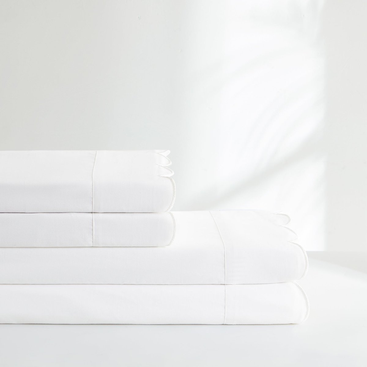 Coastal Chic Scalloped Edge Cotton Sheet Set - Quahog Bay Bedding