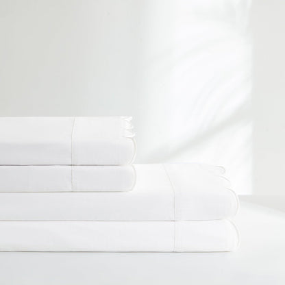 Coastal Chic Scalloped Edge Cotton Sheet Set - Quahog Bay Bedding