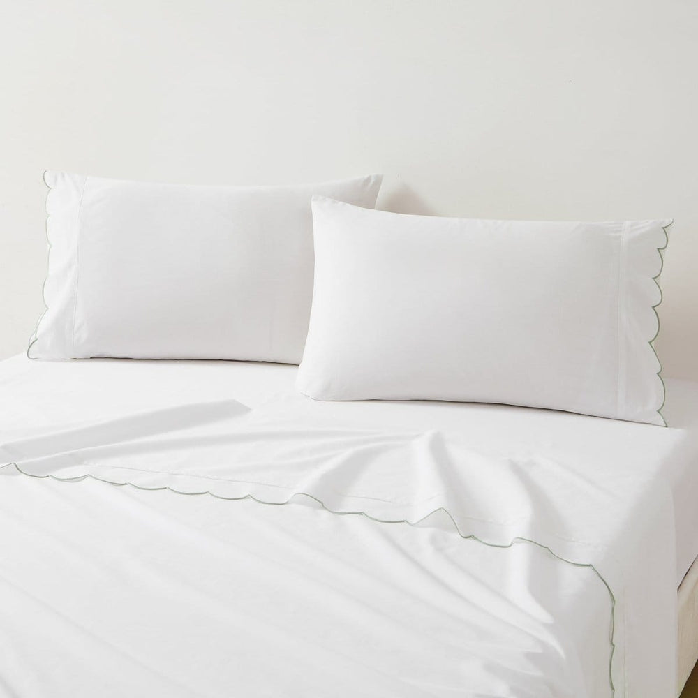 Coastal Chic Scalloped Edge Cotton Sheet Set - Quahog Bay Bedding