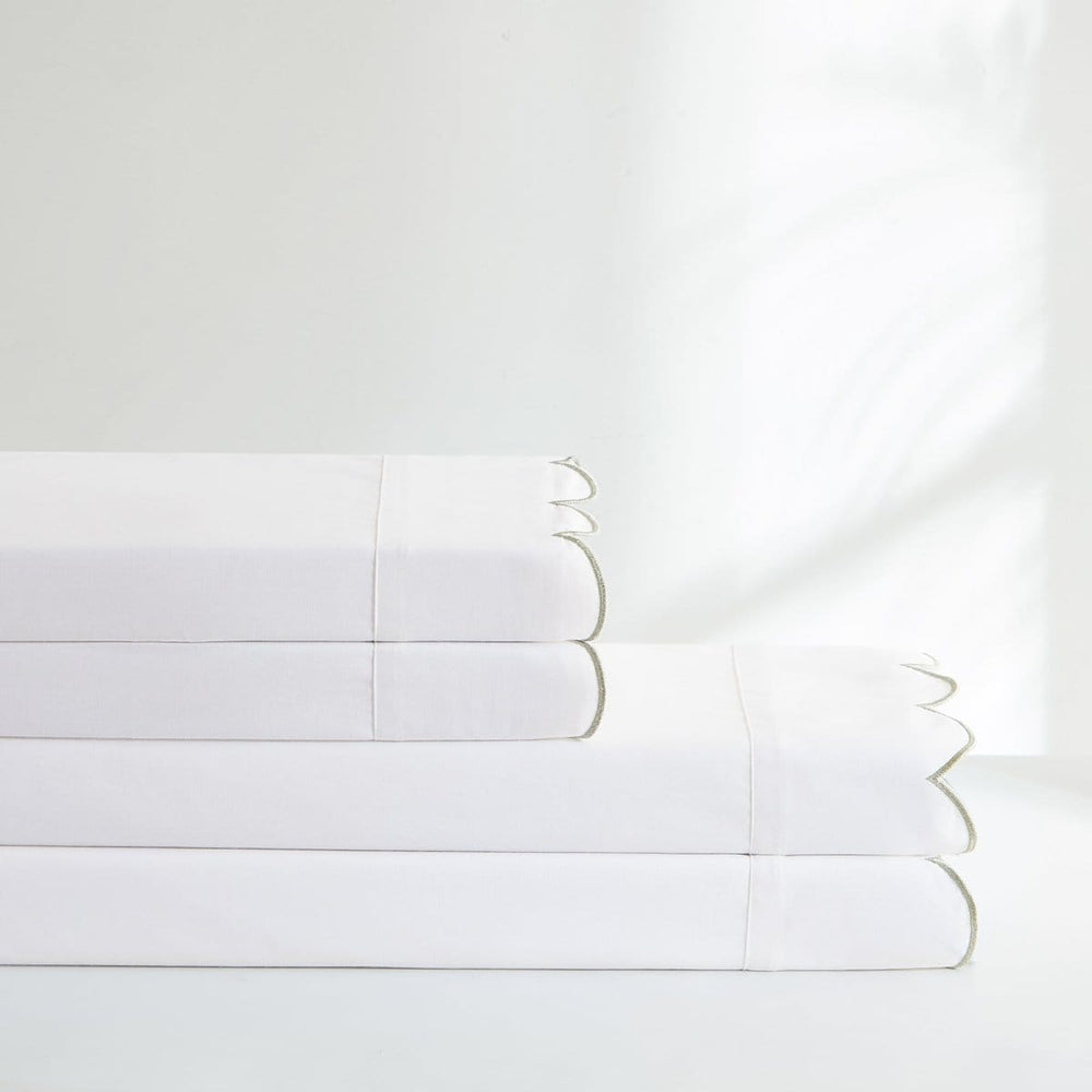 Coastal Chic Scalloped Edge Cotton Sheet Set - Quahog Bay Bedding