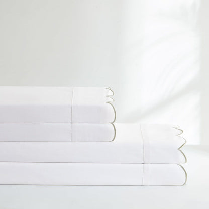 Coastal Chic Scalloped Edge Cotton Sheet Set - Quahog Bay Bedding