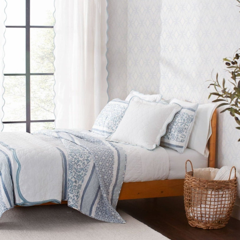 Coastal Chic Scalloped Edge Reversible Quilt 3 Piece Set - Quahog Bay Bedding
