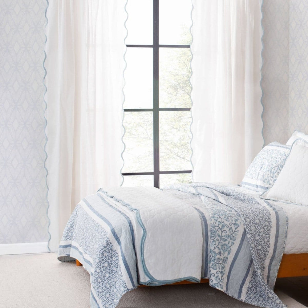 Coastal Chic Scalloped Edge Reversible Quilt 3 Piece Set - Quahog Bay Bedding