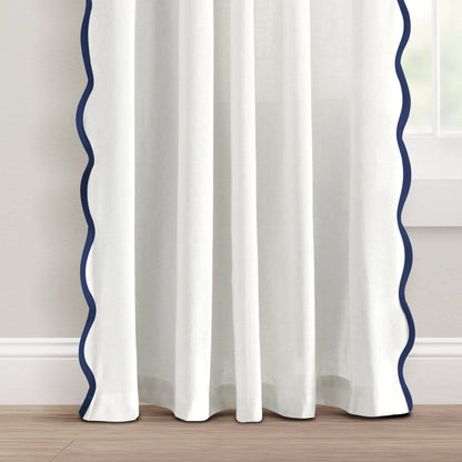 Coastal Chic Scalloped Edge Window Curtain Panel Set - Quahog Bay Bedding