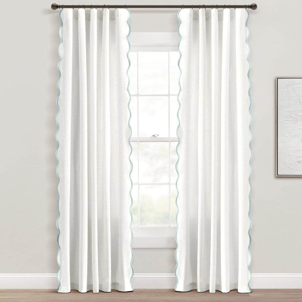 Coastal Chic Scalloped Edge Window Curtain Panel Set - Quahog Bay Bedding