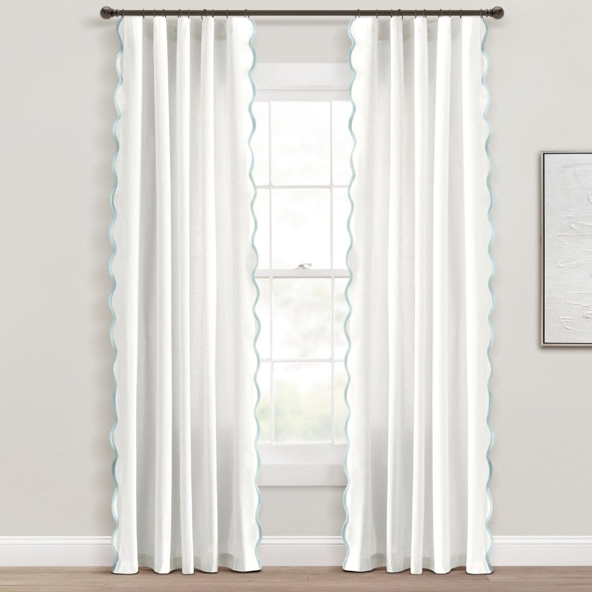 Coastal Chic Scalloped Edge Window Curtain Panel Set - Quahog Bay Bedding