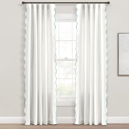 Coastal Chic Scalloped Edge Window Curtain Panel Set - Quahog Bay Bedding