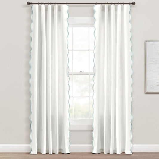 Coastal Chic Scalloped Edge Window Curtain Panel Set - Quahog Bay Bedding