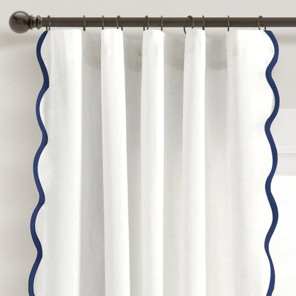 Coastal Chic Scalloped Edge Window Curtain Panel Set - Quahog Bay Bedding