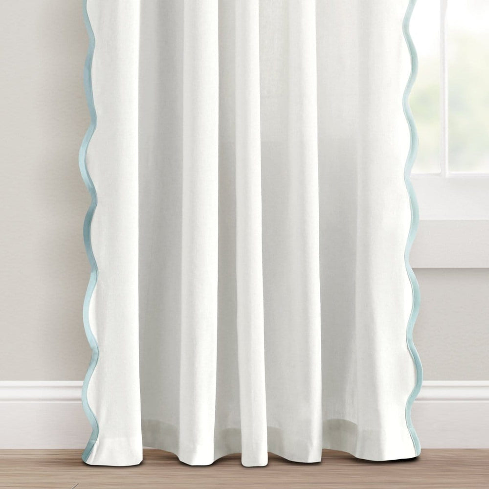 Coastal Chic Scalloped Edge Window Curtain Panel Set - Quahog Bay Bedding