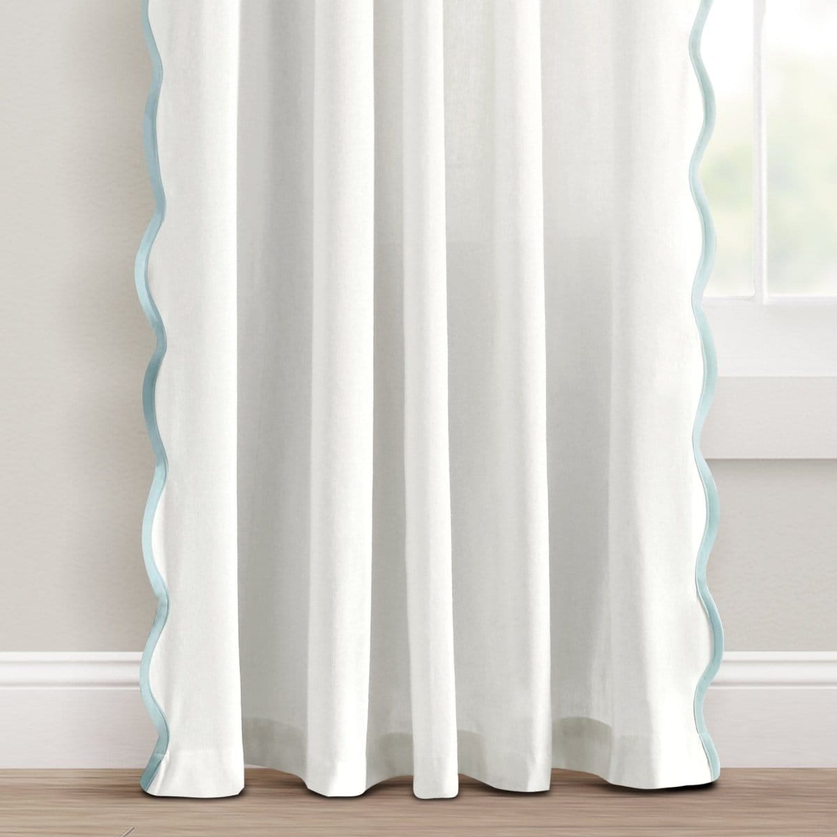 Coastal Chic Scalloped Edge Window Curtain Panel Set - Quahog Bay Bedding