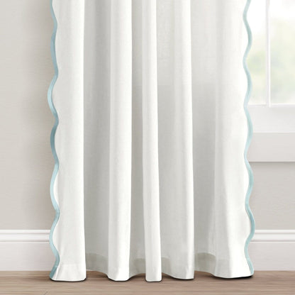 Coastal Chic Scalloped Edge Window Curtain Panel Set - Quahog Bay Bedding