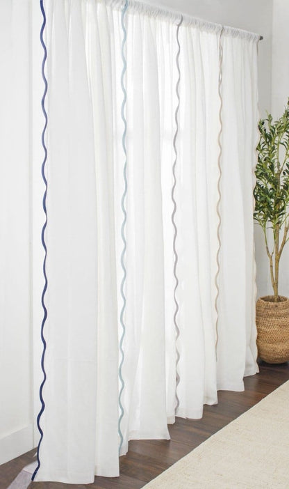 Coastal Chic Scalloped Edge Window Curtain Panel Set - Quahog Bay Bedding