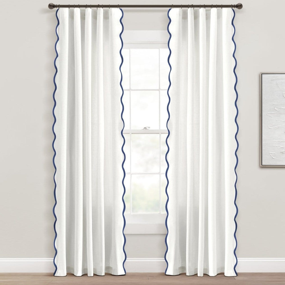 Coastal Chic Scalloped Edge Window Curtain Panel Set - Quahog Bay Bedding