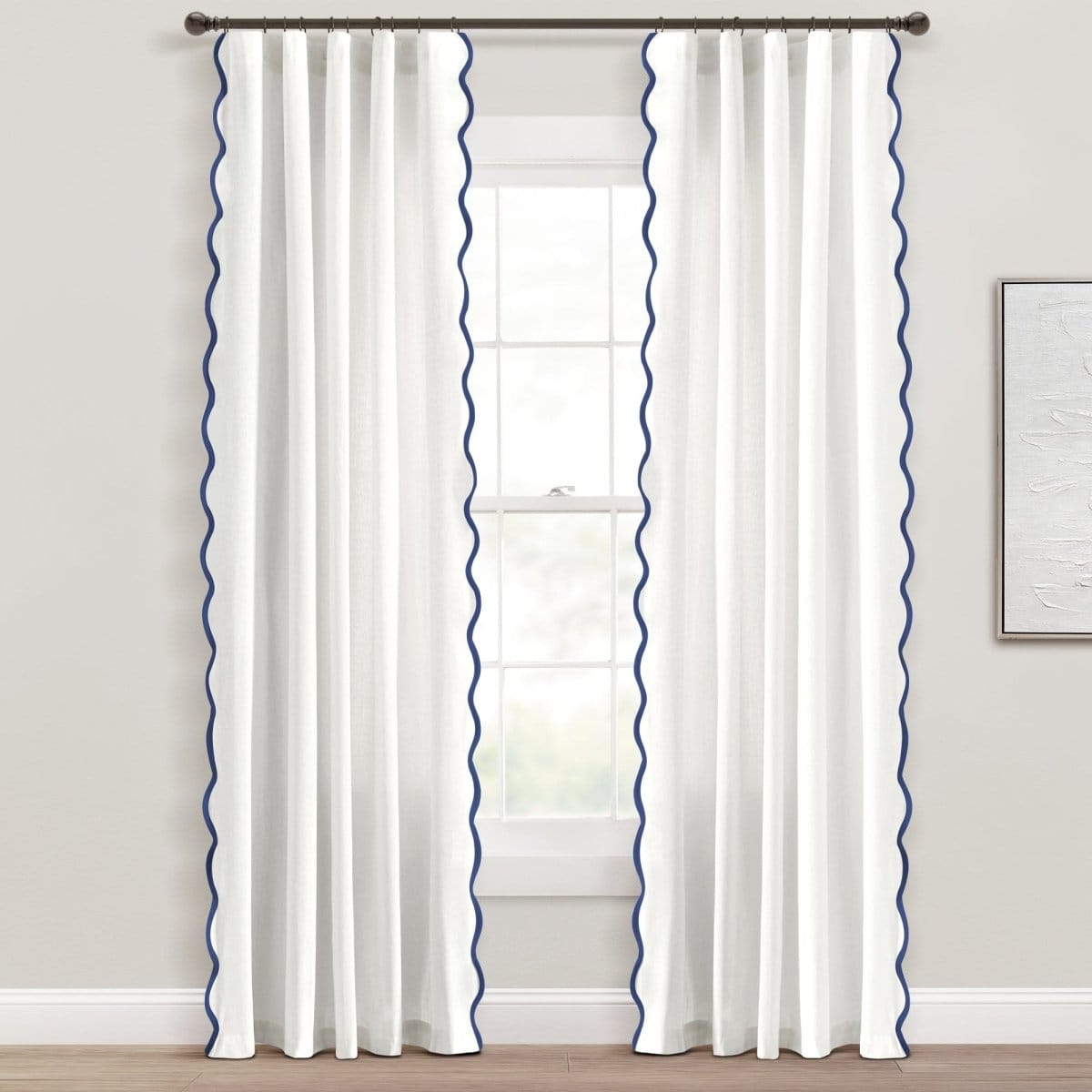 Coastal Chic Scalloped Edge Window Curtain Panel Set - Quahog Bay Bedding