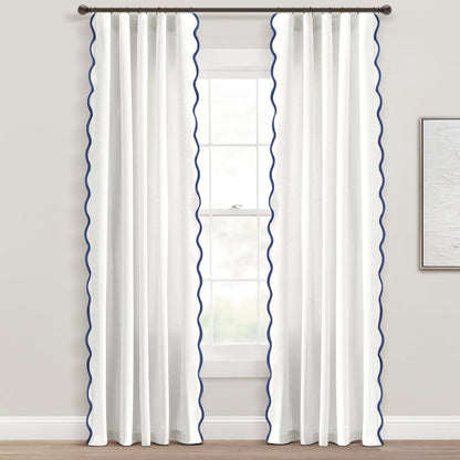 Coastal Chic Scalloped Edge Window Curtain Panel Set - Quahog Bay Bedding