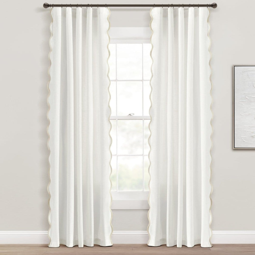 Coastal Chic Scalloped Edge Window Curtain Panel Set - Quahog Bay Bedding