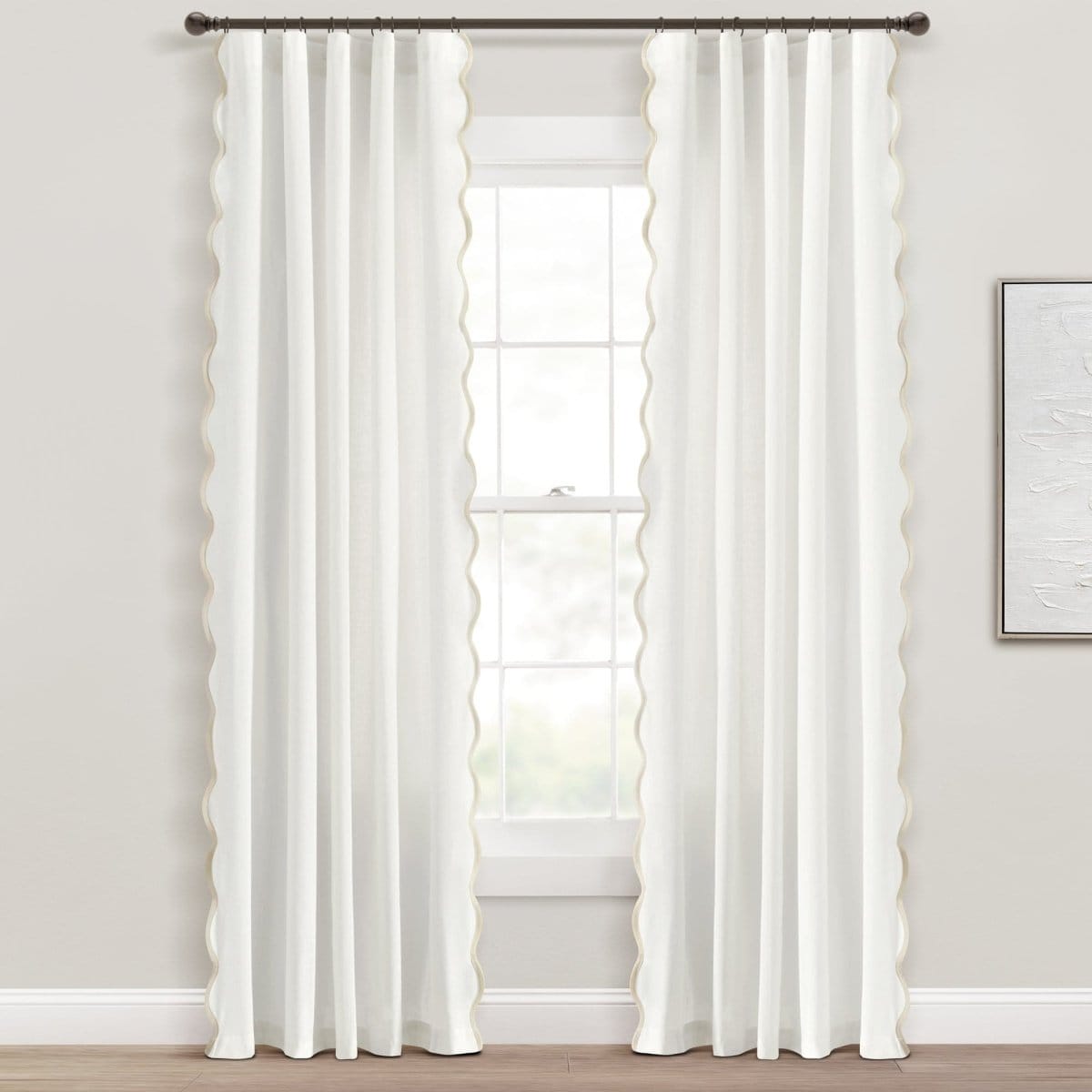 Coastal Chic Scalloped Edge Window Curtain Panel Set - Quahog Bay Bedding