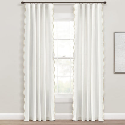 Coastal Chic Scalloped Edge Window Curtain Panel Set - Quahog Bay Bedding