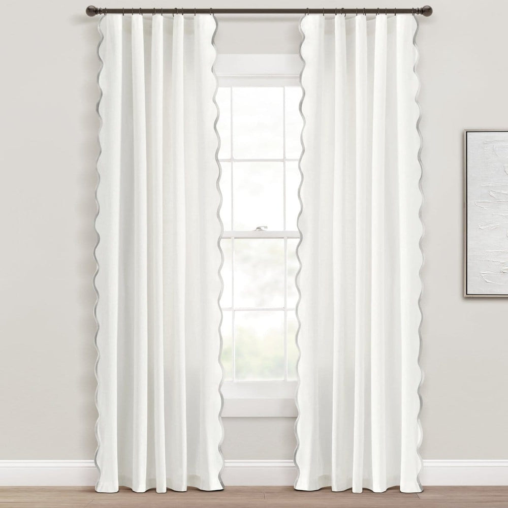 Coastal Chic Scalloped Edge Window Curtain Panel Set - Quahog Bay Bedding