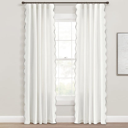Coastal Chic Scalloped Edge Window Curtain Panel Set - Quahog Bay Bedding
