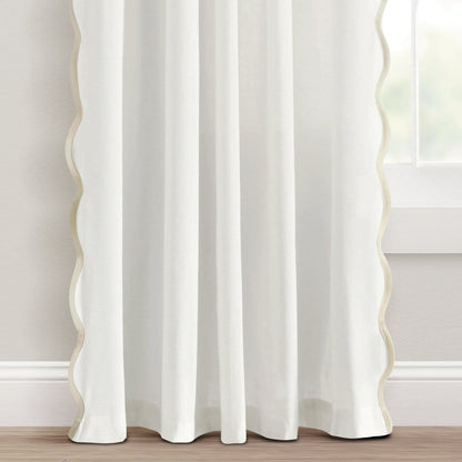 Coastal Chic Scalloped Edge Window Curtain Panel Set - Quahog Bay Bedding
