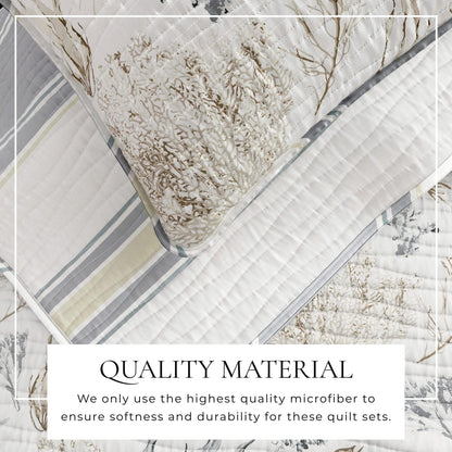 Coastal Coral Sea Maze Coastal Quilt Set - Coral Themed Bedding - Quahog Bay Bedding