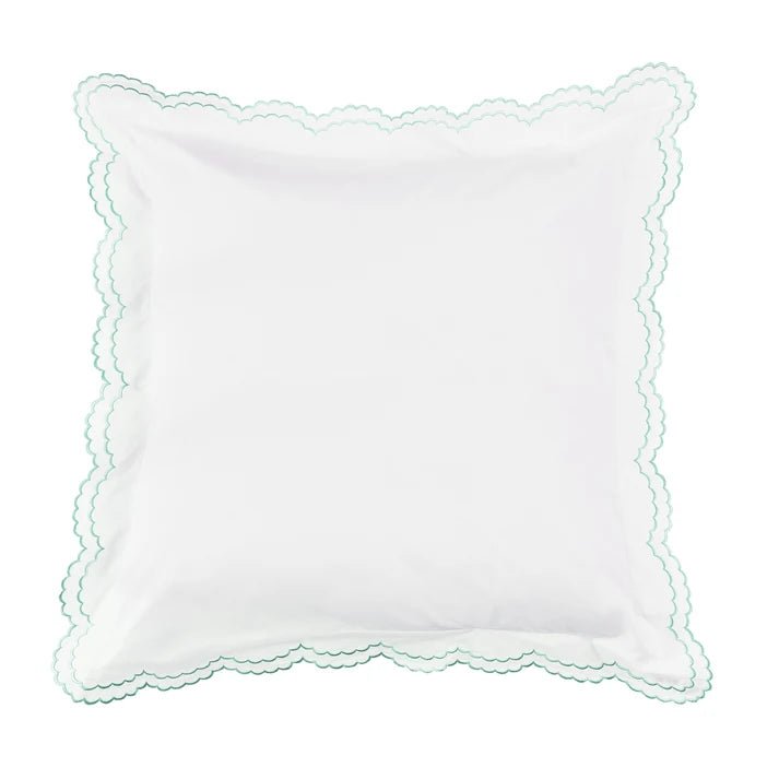 Coastal Double Scallop Embroidered Percale Euro Shams - Quahog Bay Bedding