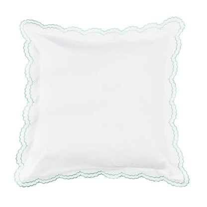Coastal Double Scallop Embroidered Percale Euro Shams - Quahog Bay Bedding