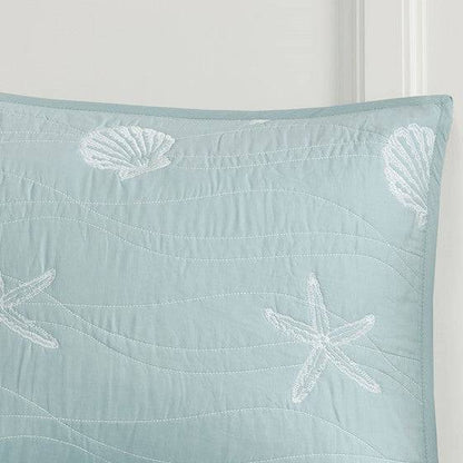 Coastal Queen Bedding 9PC Ensemble With Tiffany Blue Hues - Quahog Bay Bedding
