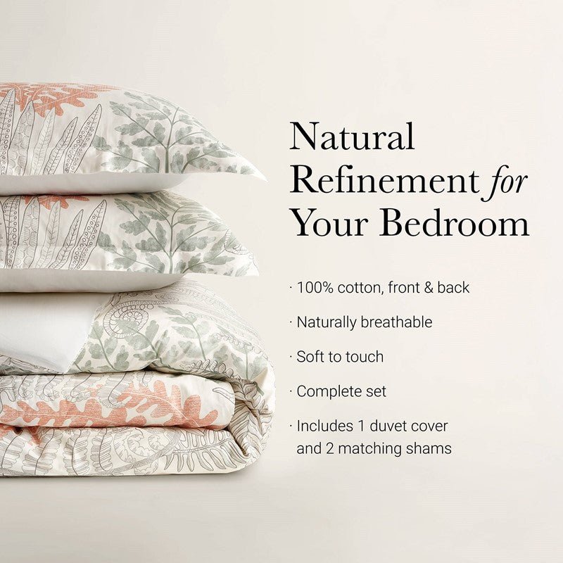Coastal Linen Botanical Duvet Cover Set 100% Cotton Sateen Duvet Set - Quahog Bay Bedding