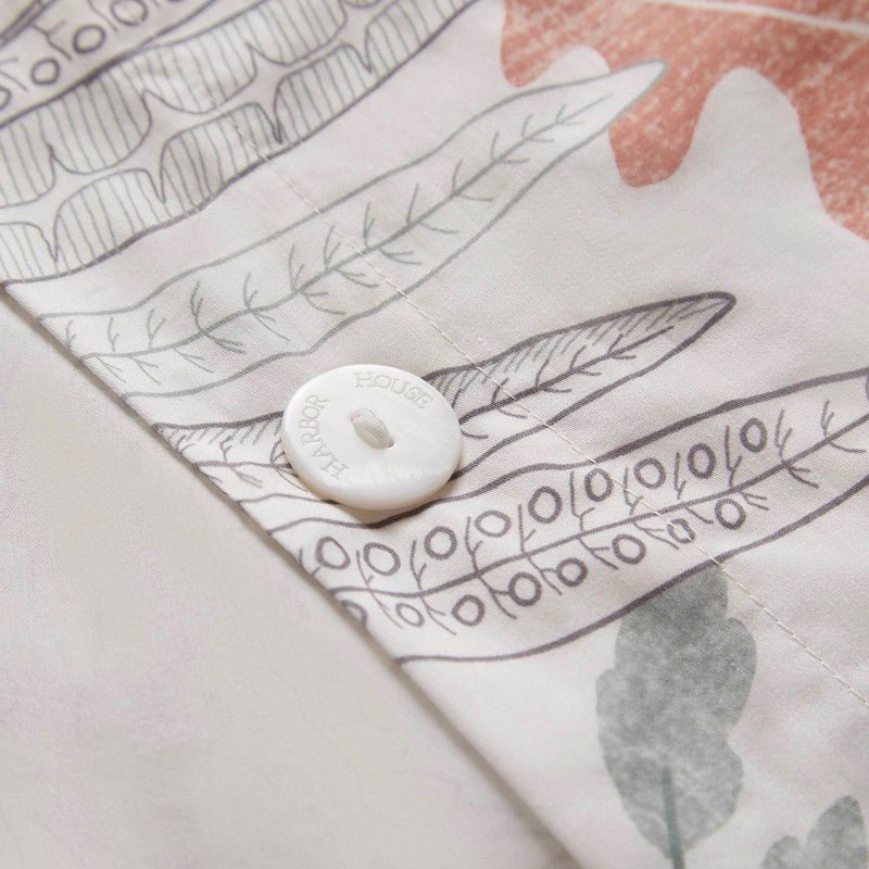 Coastal Linen Botanical Duvet Cover Set 100% Cotton Sateen Duvet Set - Quahog Bay Bedding