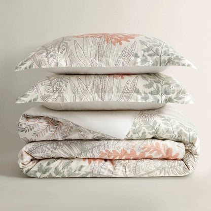 Coastal Linen Botanical Duvet Cover Set 100% Cotton Sateen Duvet Set - Quahog Bay Bedding