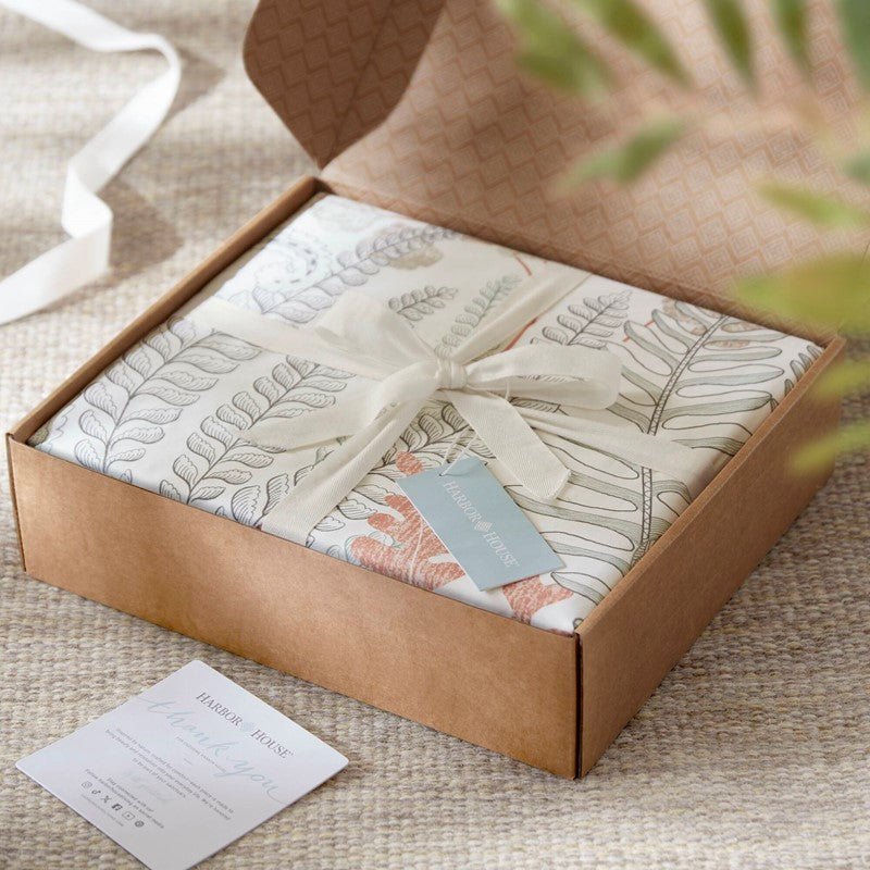 Coastal Linen Botanical Duvet Cover Set 100% Cotton Sateen Duvet Set - Quahog Bay Bedding