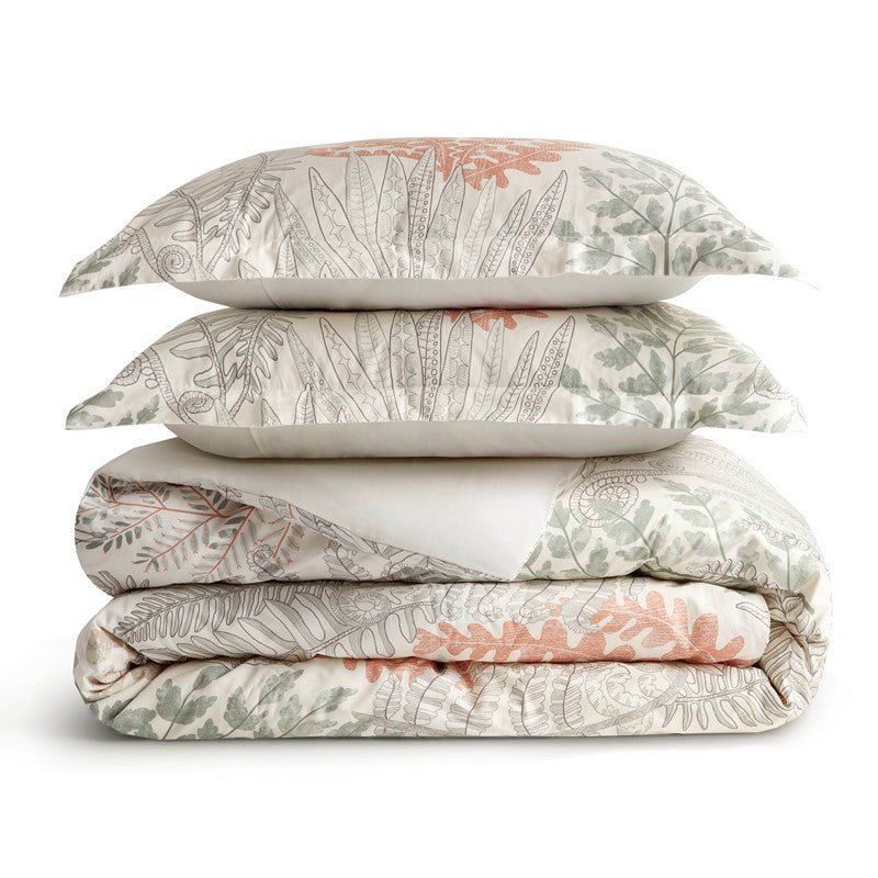 Coastal Linen Botanical Duvet Cover Set 100% Cotton Sateen Duvet Set - Quahog Bay Bedding