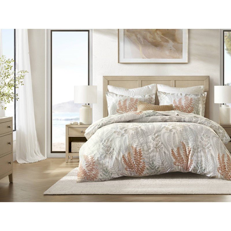 Coastal Linen Botanical Duvet Cover Set 100% Cotton Sateen Duvet Set - Quahog Bay Bedding