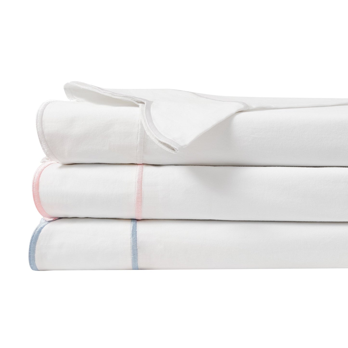 Coastal Scalloped Edge Embroidered 300TC Cotton Percale Sheet Set - Quahog Bay Bedding