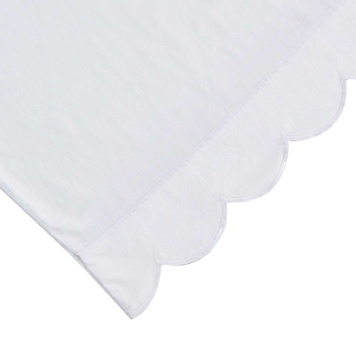 Coastal Scalloped Edge Embroidered 300TC Cotton Percale Sheet Set - Quahog Bay Bedding