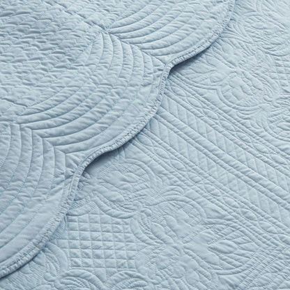 Coastal Scalloped Edge Quilt Set 3PC - Blue - Quahog Bay Bedding