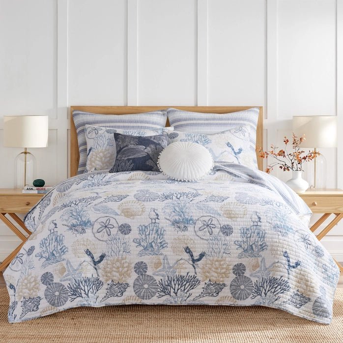 Coastal Serena Sea Quilt Set - Coastal Quilt Set - Quahog Bay Bedding