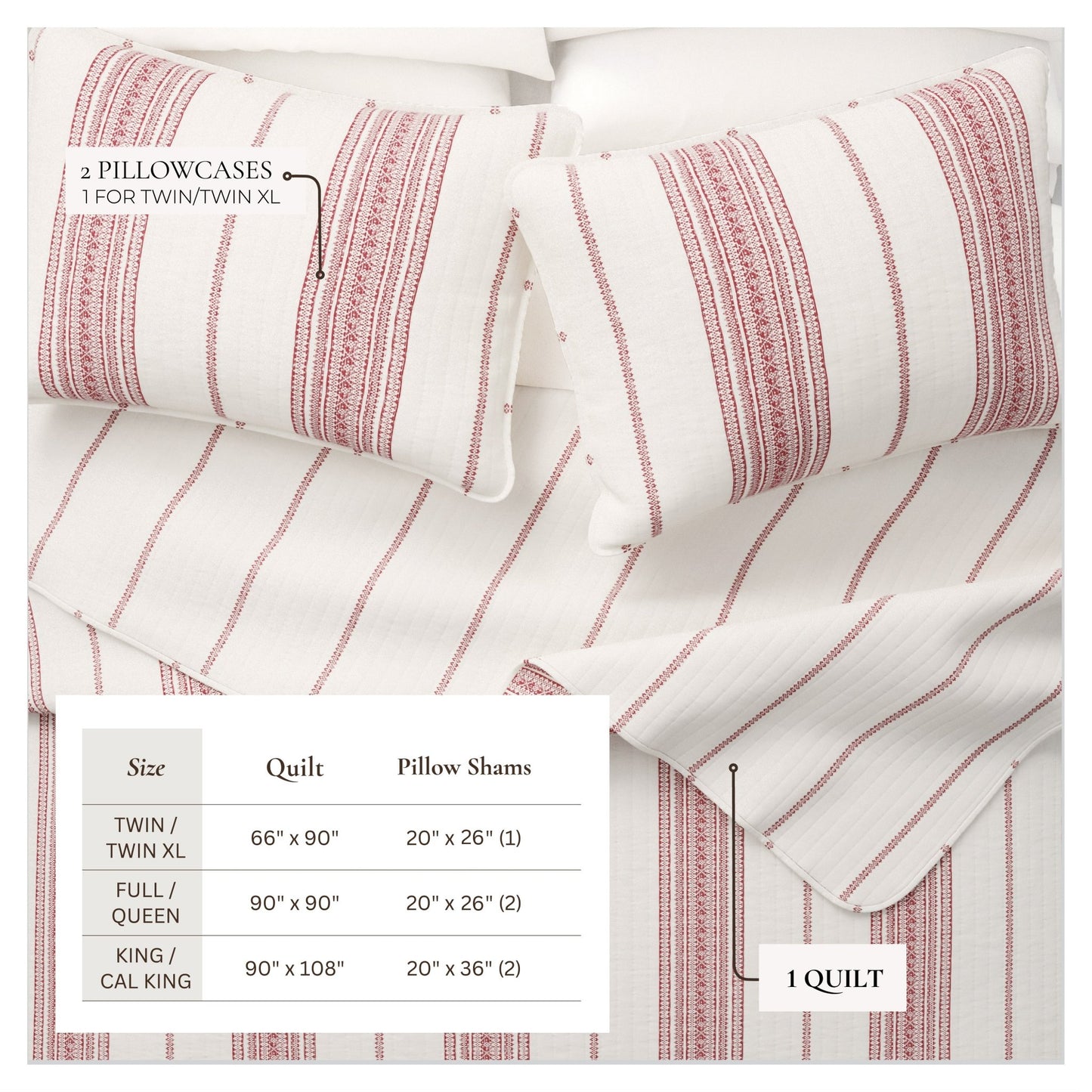 Coastal Stripe Quilt - White Quilt With Navy, Red, Green Or Grey Stripes - Quahog Bay Bedding