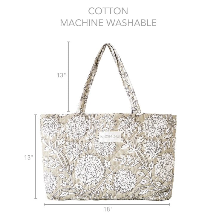 Coastal Tote Bag - Adare Taupe - Quahog Bay Bedding