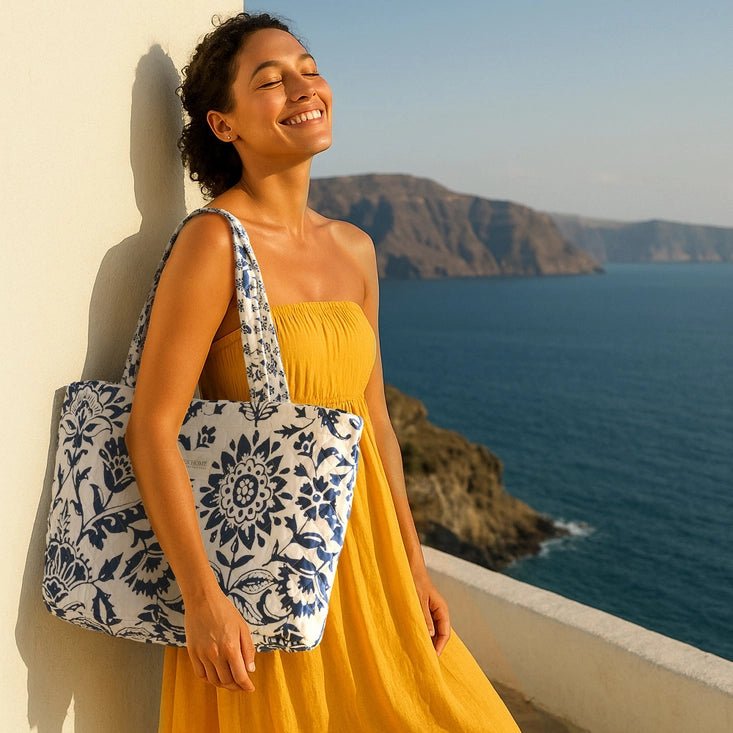 Coastal Tote Bag - Clara Blue - Coastal Bags - Quahog Bay Bedding