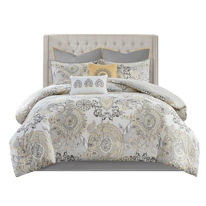 Coastal Yellow Medallion Floral Comforter Set - Cotton Isla 8PCS - Quahog Bay Bedding