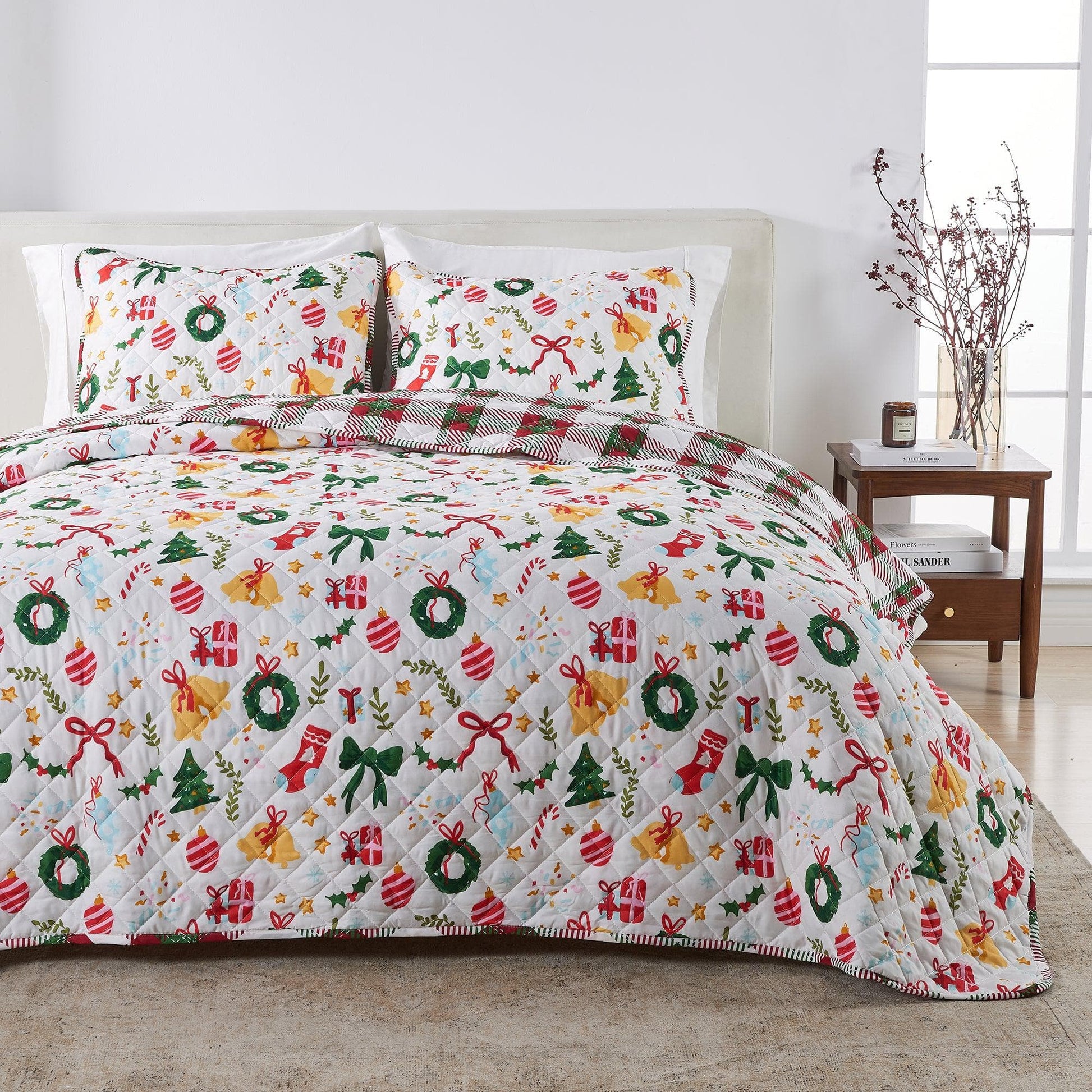 Colorful Christmas Quilt Set - Christmas Holiday Quilts - Quahog Bay Bedding